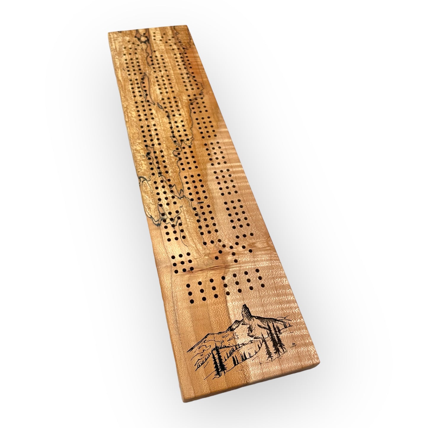 Spalted Maple Cribbage Board (Black Tusk)