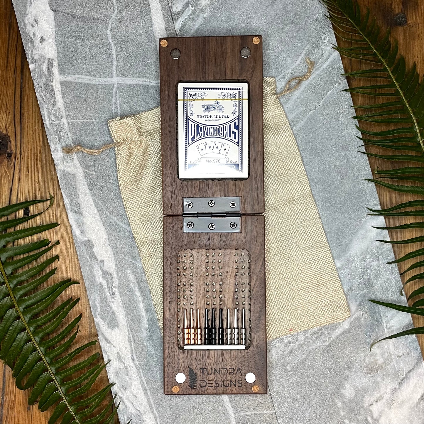 Black Walnut Folding Cribbage: Travel Edition