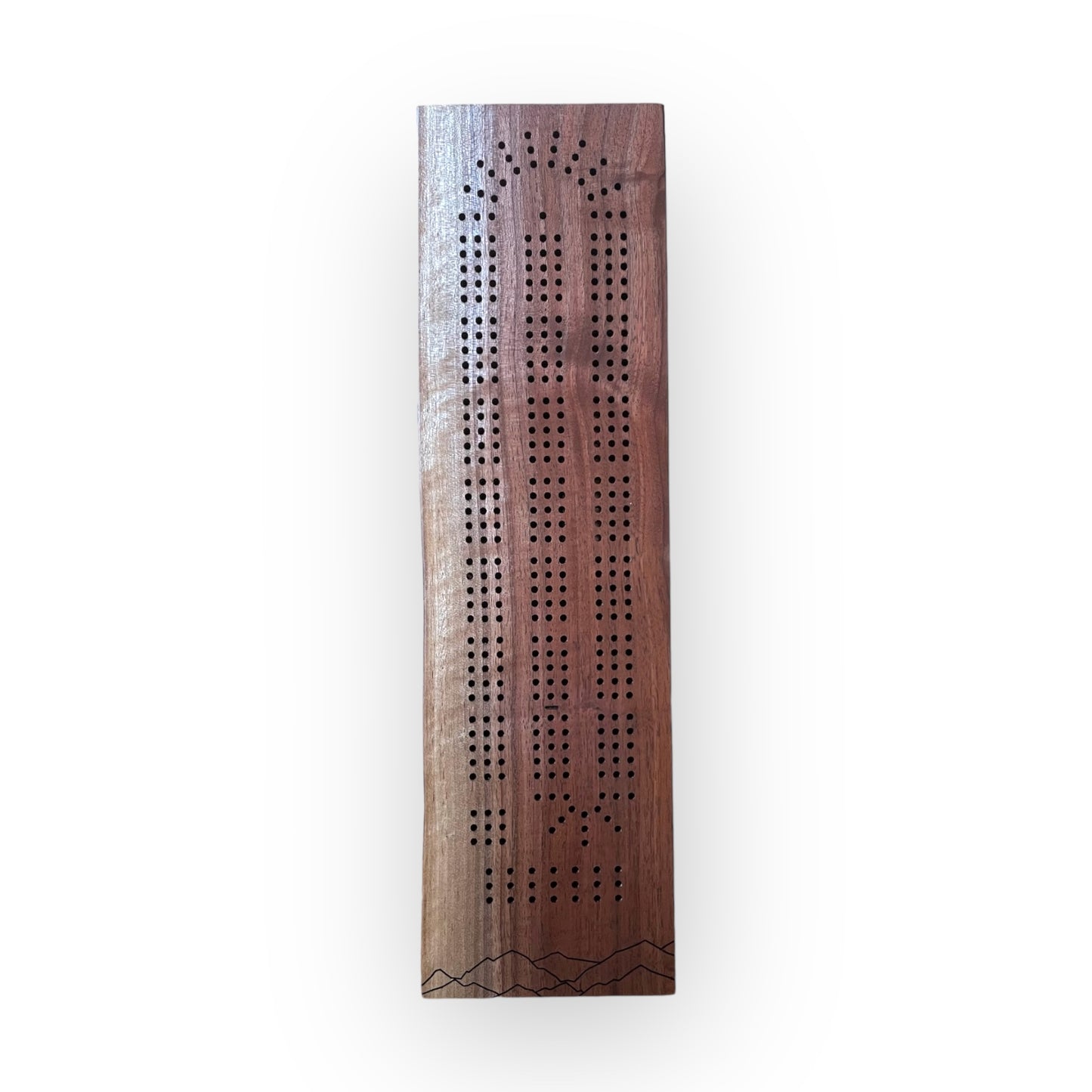 Dark Walnut Cribbage Board (Mountain Skyline)