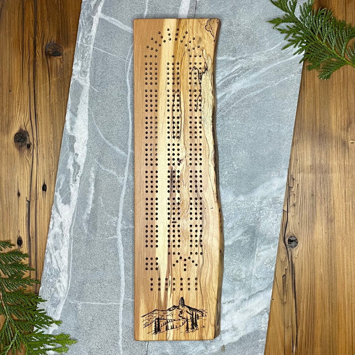 Black Tusk Live Edge Spalted Maple Cribbage Board