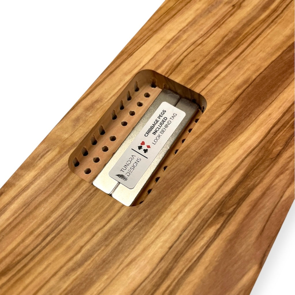 Olive Wood Cribbage Board