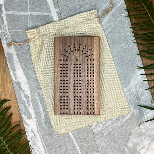 Black Walnut Folding Cribbage: Travel Edition