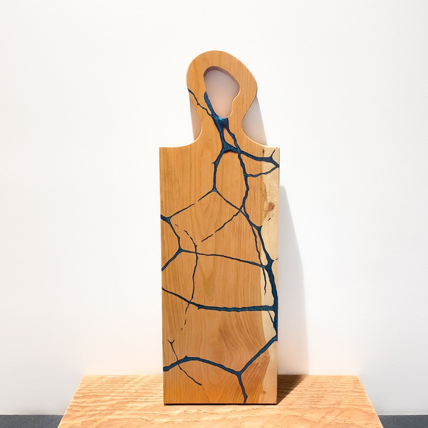 Cherry Charcuterie Board with Epoxy and Organic Flow Handle