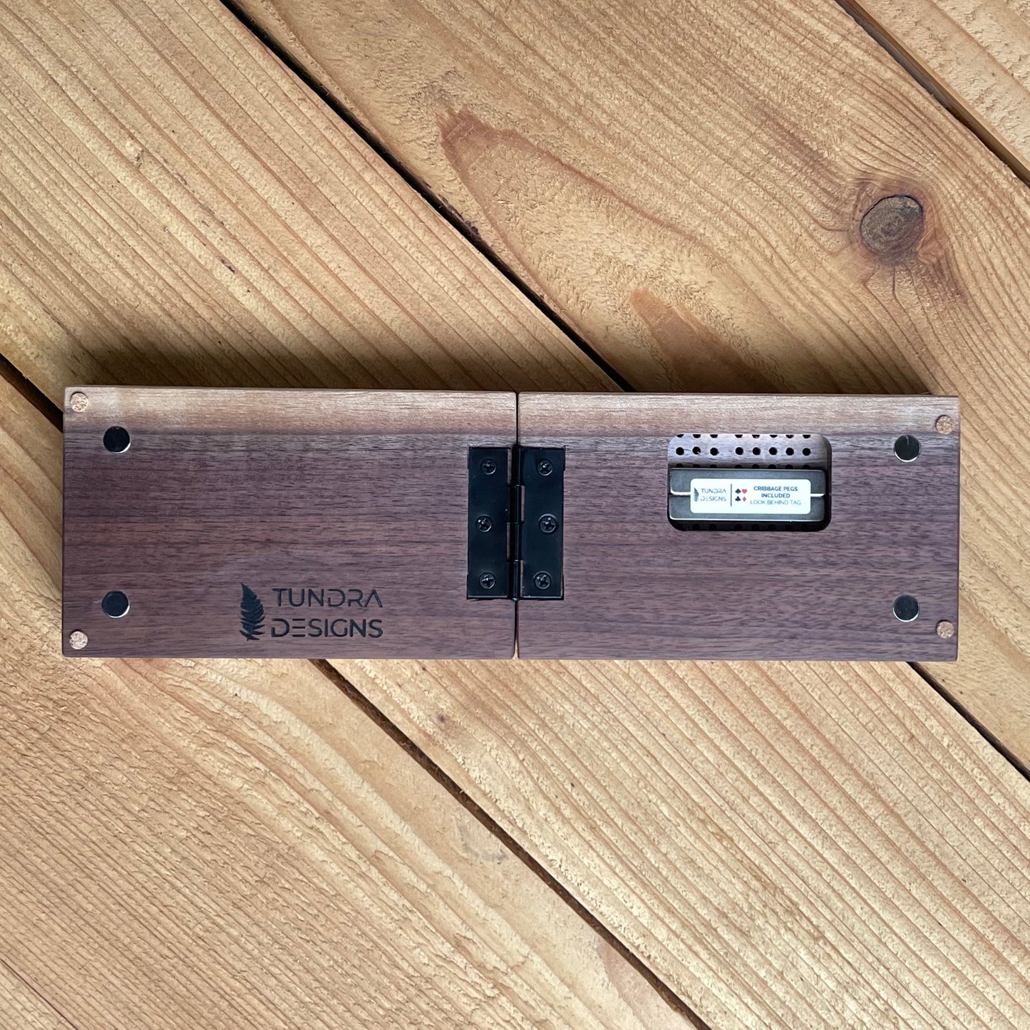 Folding Travel Dark Walnut Cribbage Board