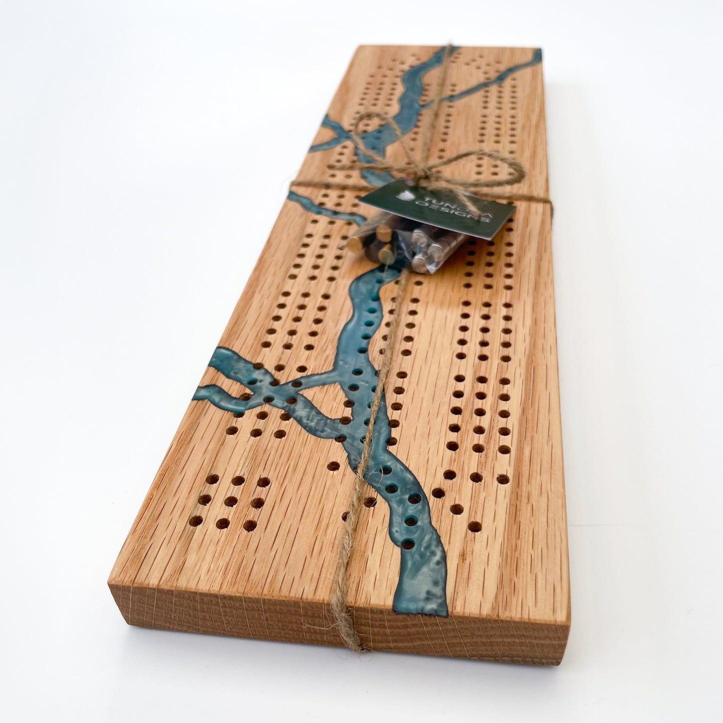 Oak Cribbage Board with Epoxy