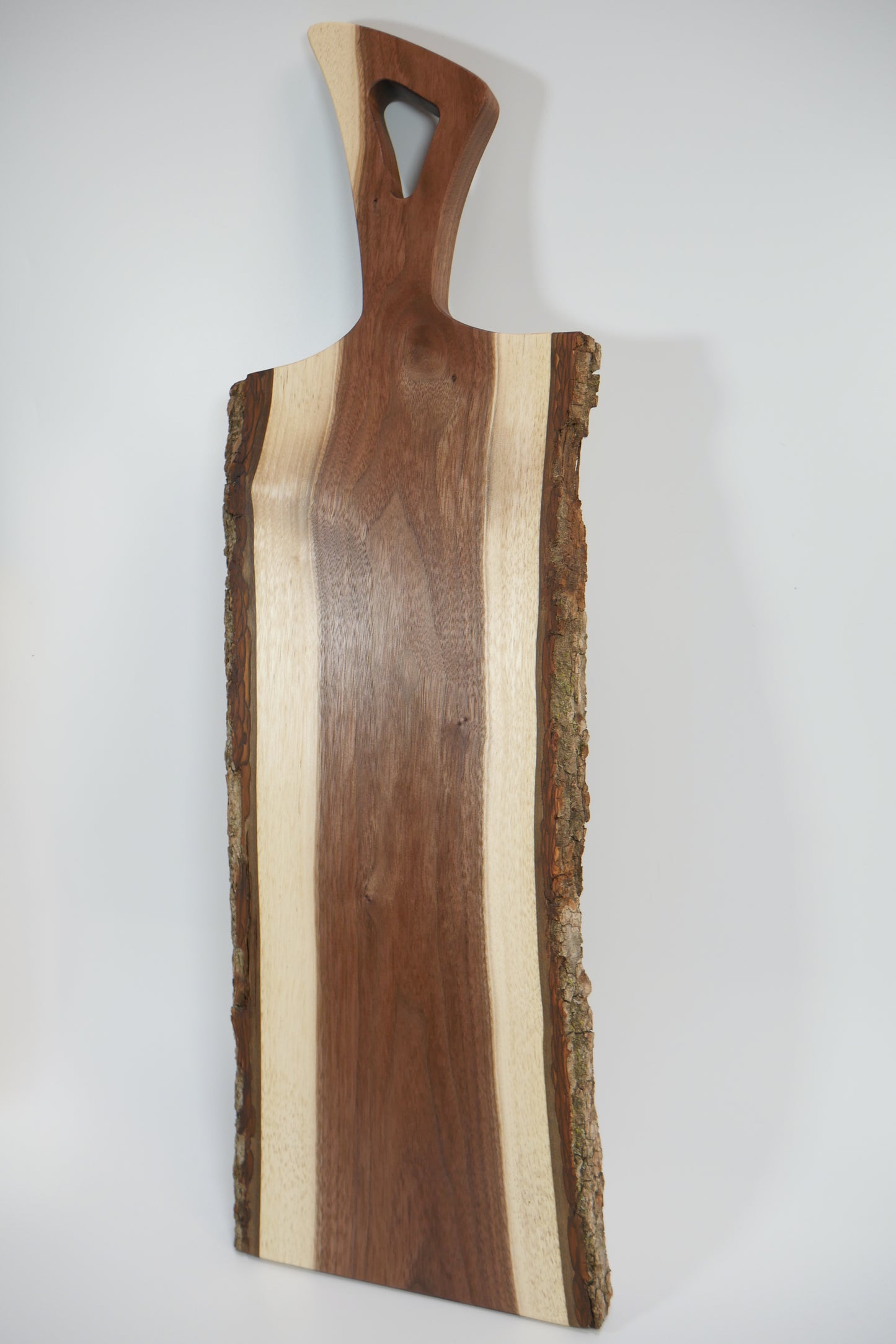 Live Edge Dark Walnut Charcuterie Board with Aviator Handle