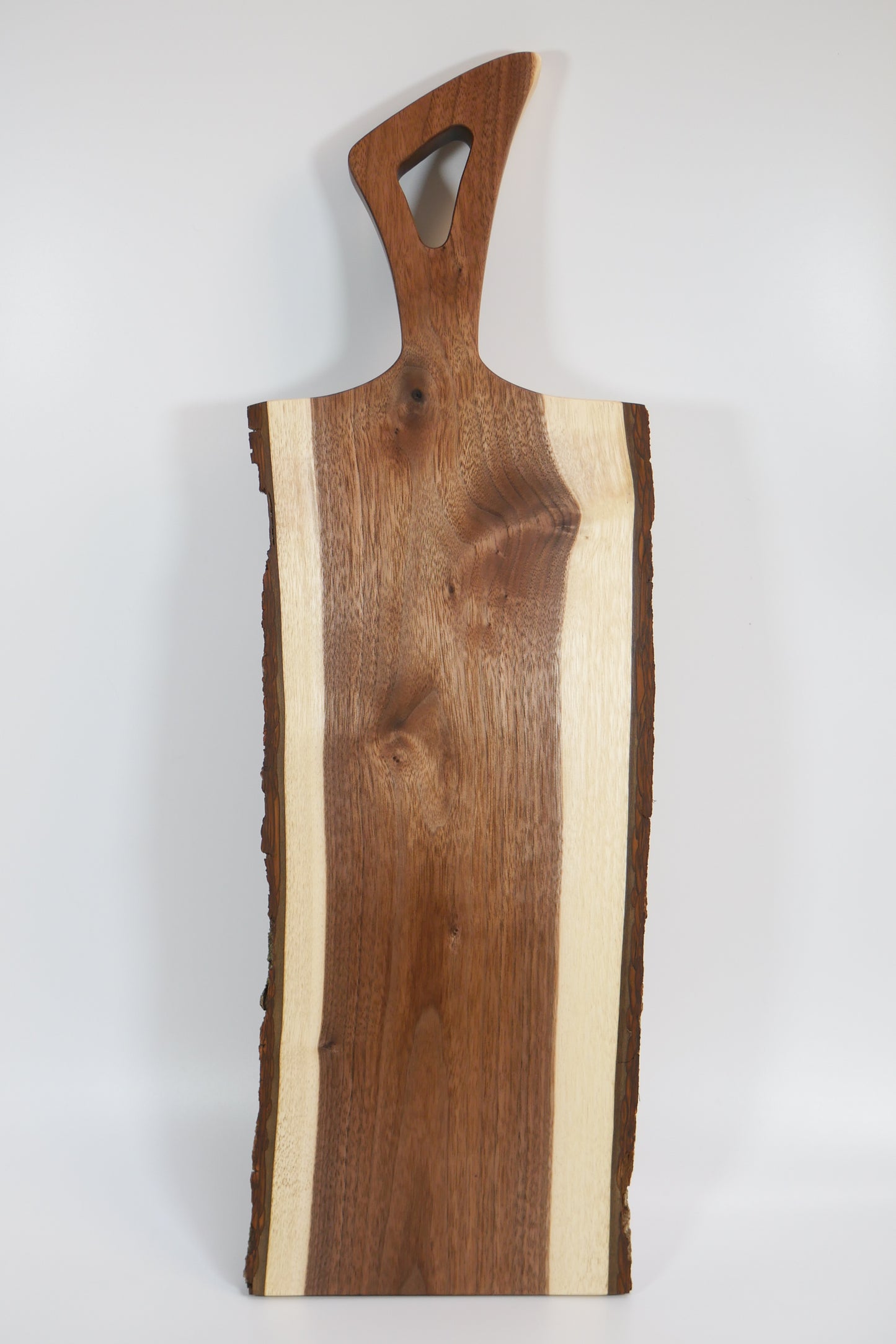 Live Edge Dark Walnut Charcuterie Board with Aviator Handle