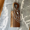 Small Hand-Carved Live Edge Serving Board with White Lightning Epoxy Inlay