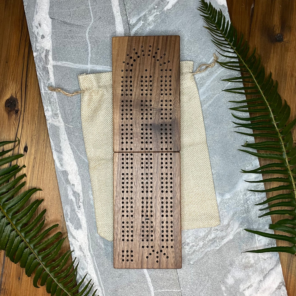 Dark Walnut Travel Folding Cribbage Board