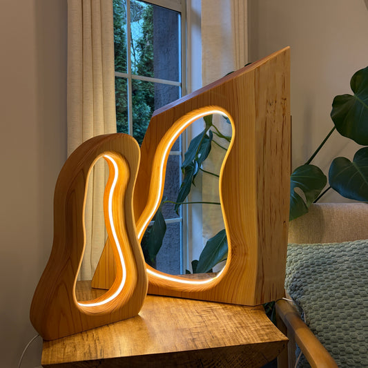 Matching Western Red Cedar LED Lamp Set – Dimmable Wooden Lights (Pair)