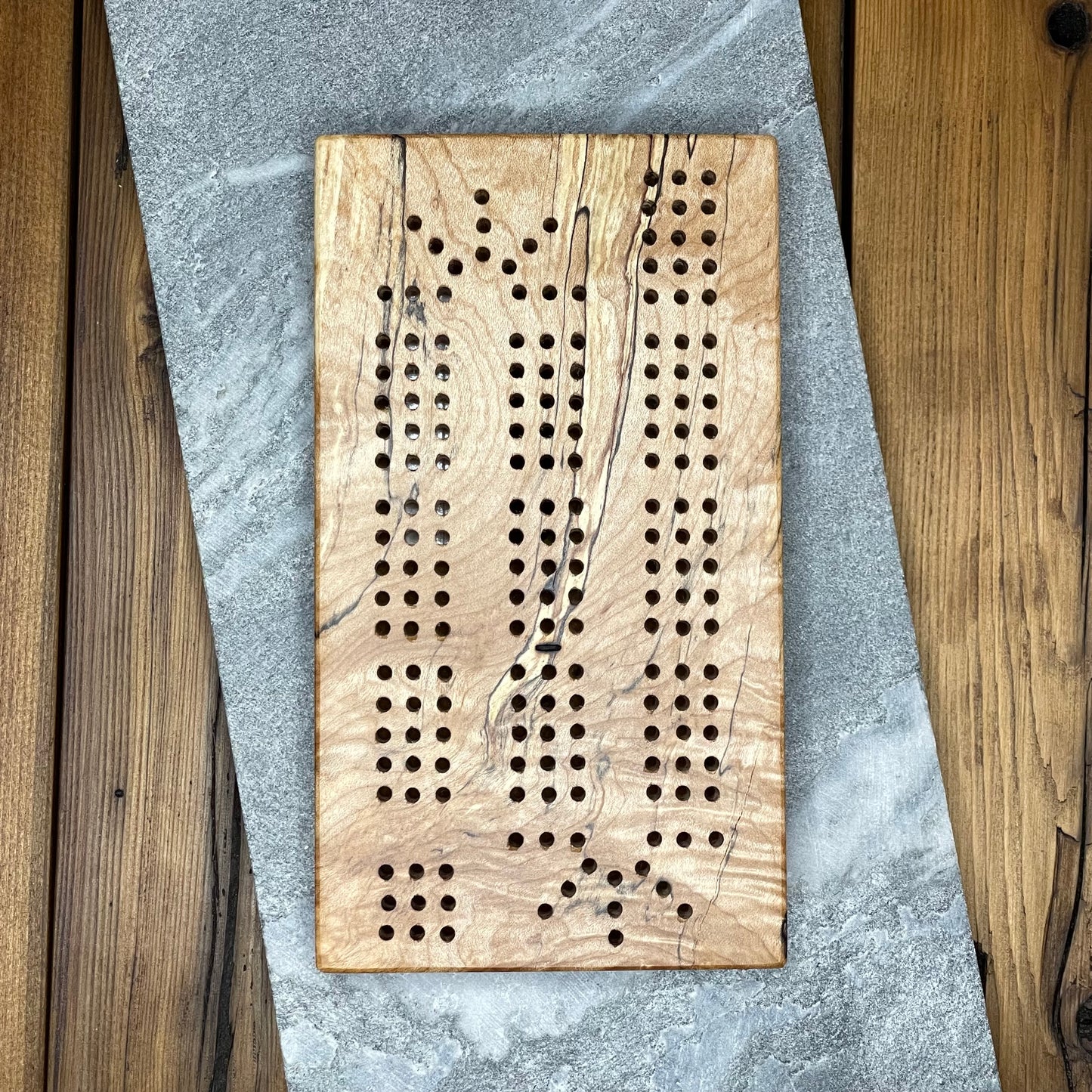 Spalted Maple Cribbage Board Mini