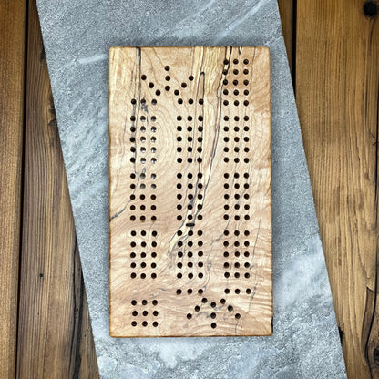 Spalted Maple Cribbage Board Mini