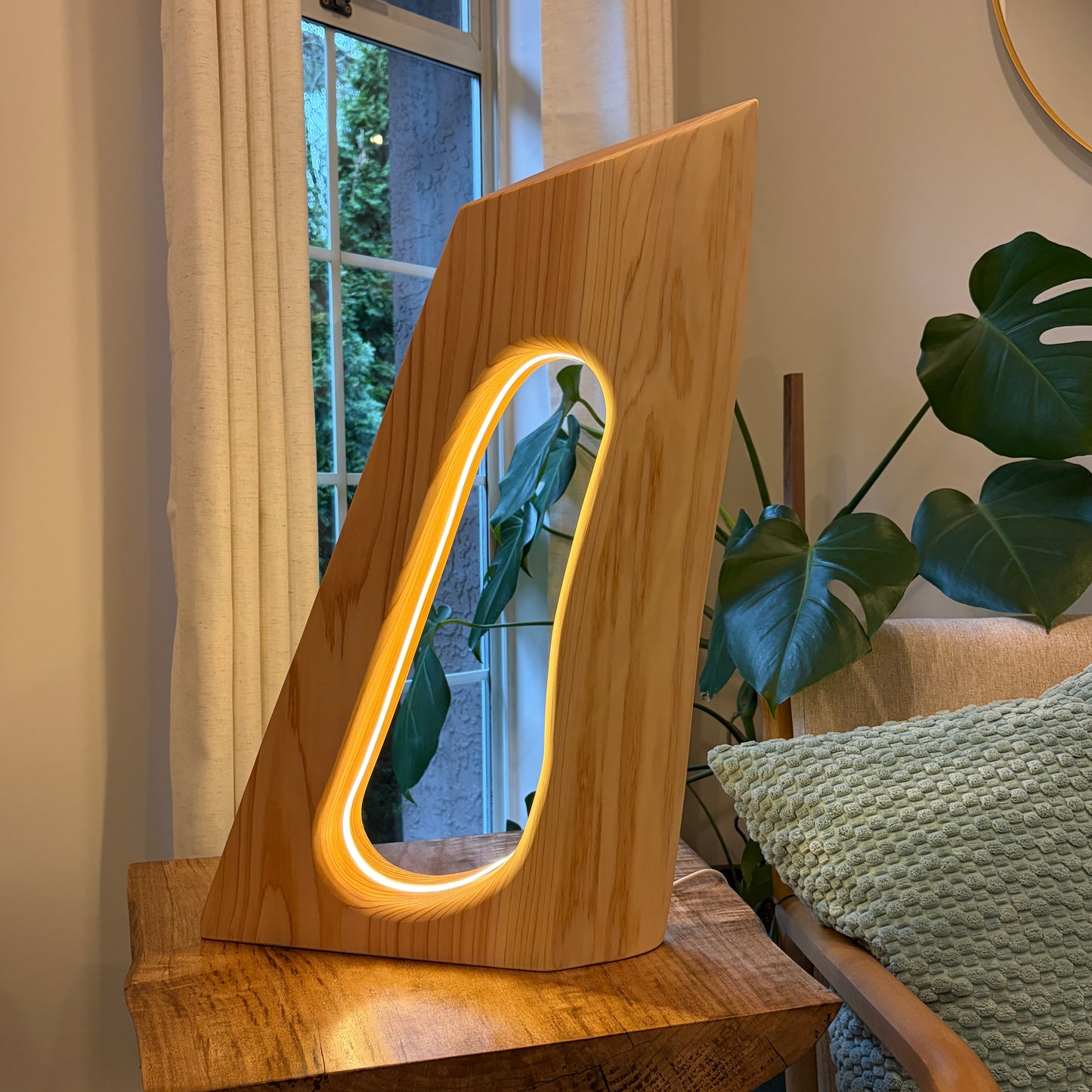 Unique Western Red Cedar Lamp – Dimmable LED Accent Light