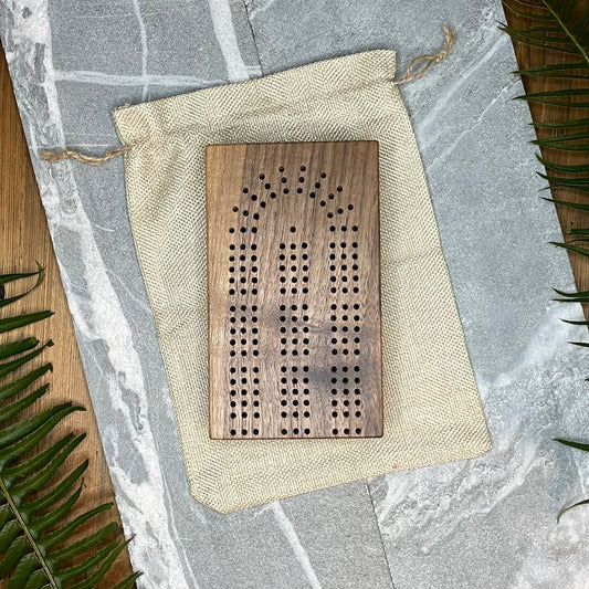Dark Walnut Travel Folding Cribbage Board