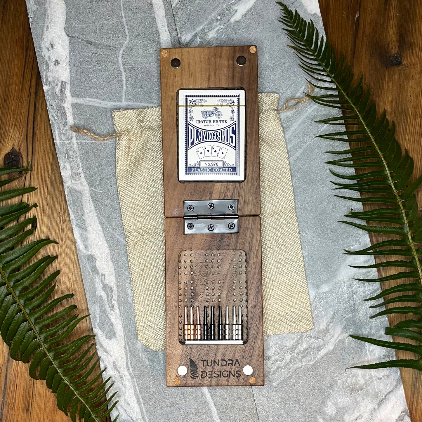 Folding Travel Dark Walnut Cribbage Board