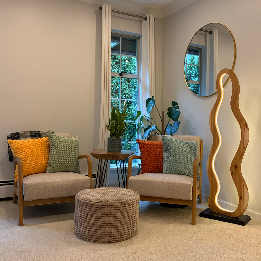 Western Red Cedar Floor Lamp – 54” Tall Dimmable LED Wooden Light