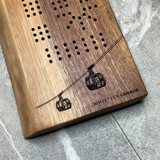 Whistler Gondola Live Edge Black Walnut Cribbage Board