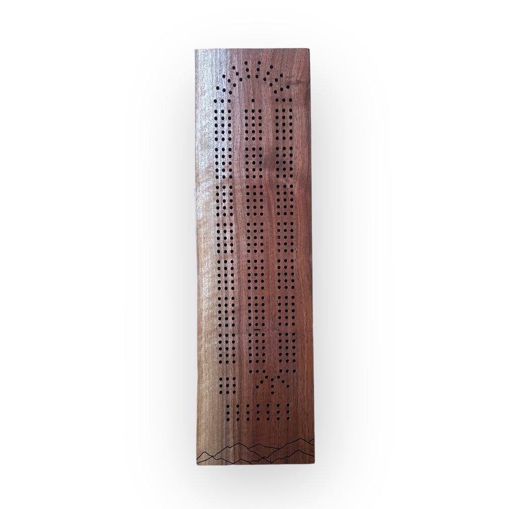 Dark Walnut Cribbage Board (Mountain Skyline)