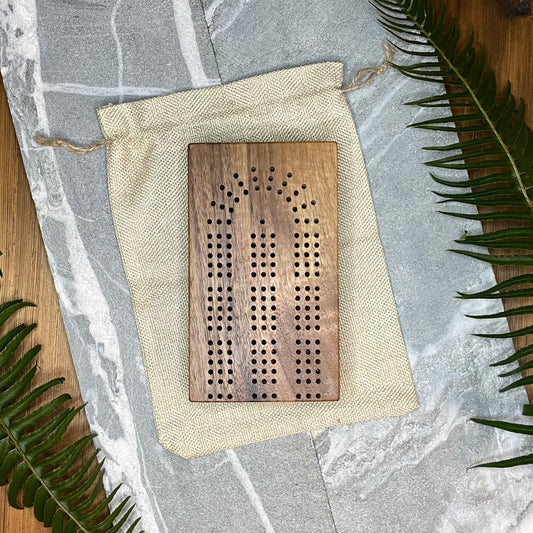 Folding Travel Dark Walnut Cribbage Board