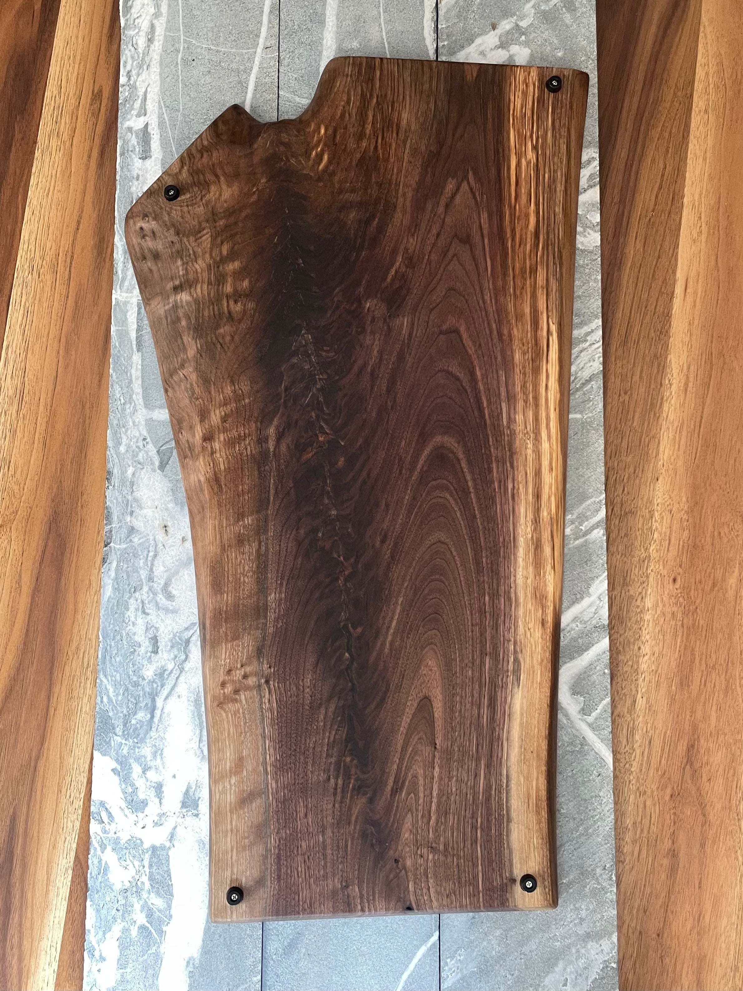 Large Black Walnut Charcuterie Board - Blue Hand-Carved Lightning Epoxy