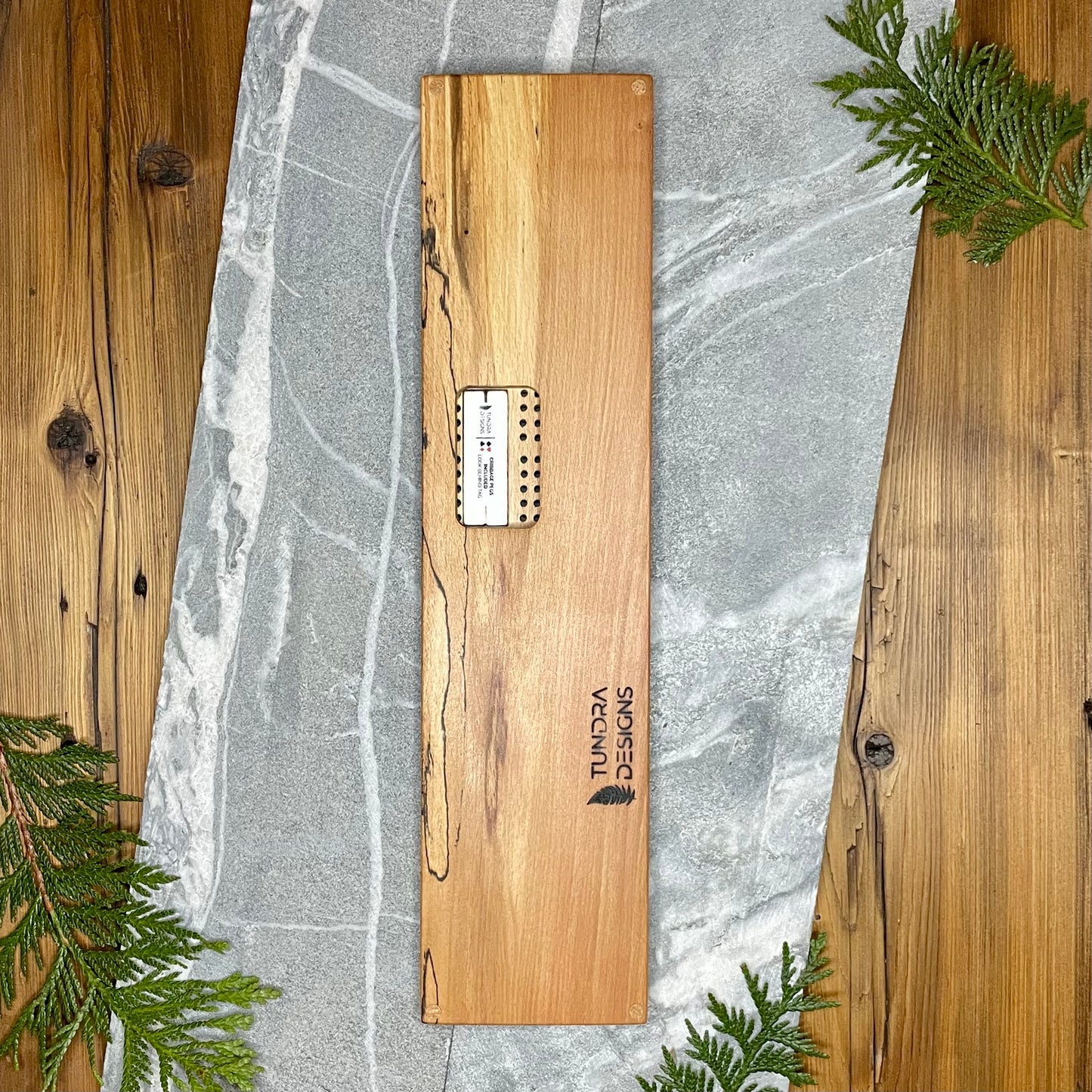 Mountain Skyline Live Edge Spalted Maple Cribbage Board