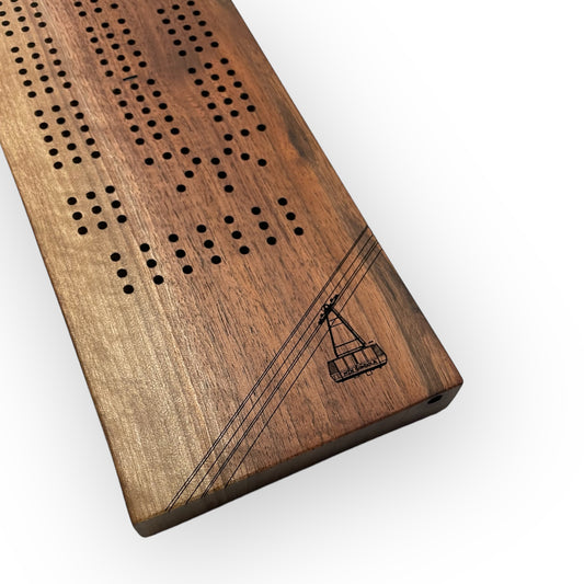 Dark Walnut Cribbage Board (Mountain Gondola)