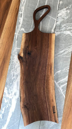 Live Edge Black Walnut Charcuterie Board with Hand-Carved Blue Lightning Epoxy