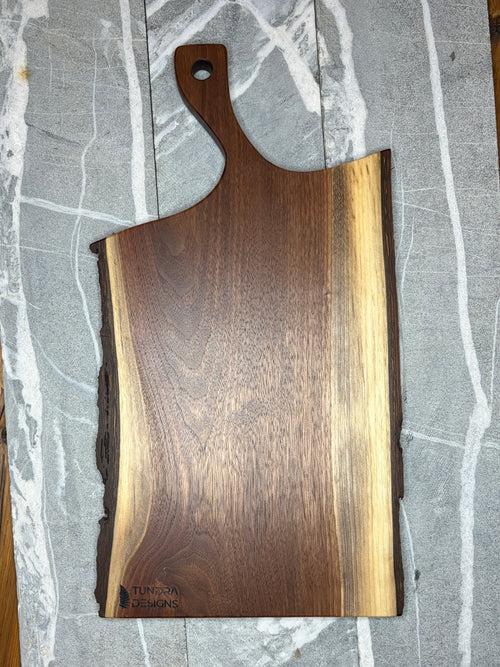 Black Walnut Live Edge Charcuterie Board with Bark – Handmade Serving Board