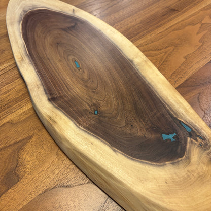 Large Black Walnut Oval Charcuterie Board with Epoxy Inlay