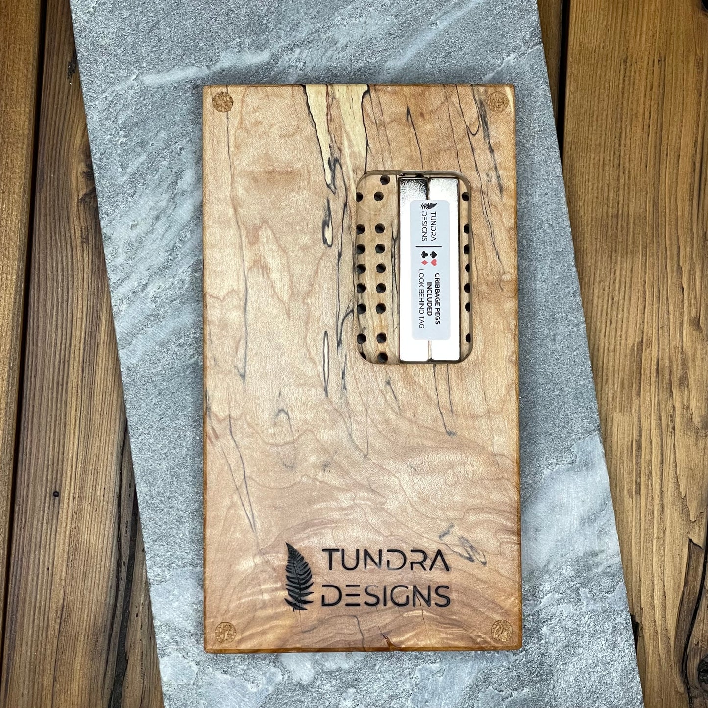 Spalted Maple Cribbage Board Mini