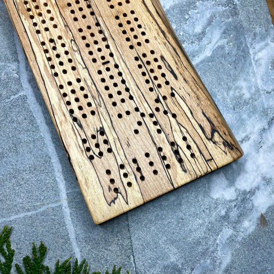Spalted Maple Live Edge Cribbage Board