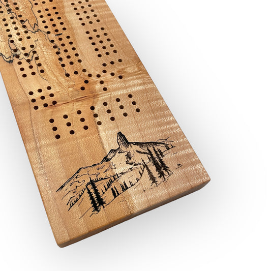 Spalted Maple Cribbage Board (Black Tusk)