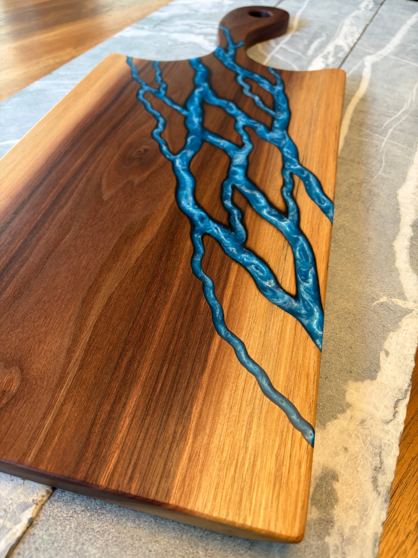 Live Edge Black Walnut Serving Board with Epoxy Inlay