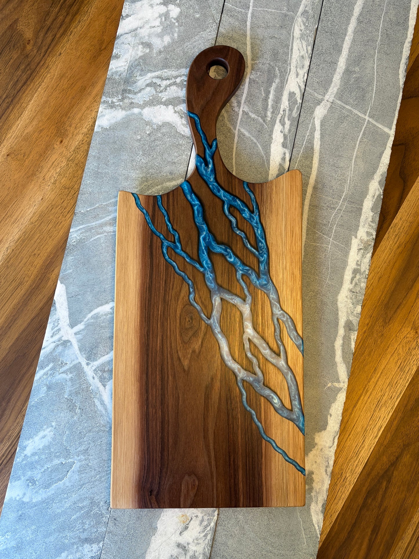 Live Edge Black Walnut Serving Board with Epoxy Inlay