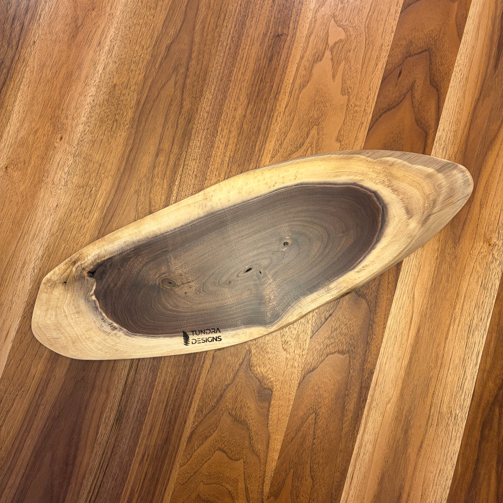 Large Black Walnut Oval Charcuterie Board with Epoxy Inlay