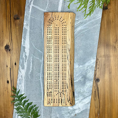 Spalted Maple Live Edge Cribbage Board