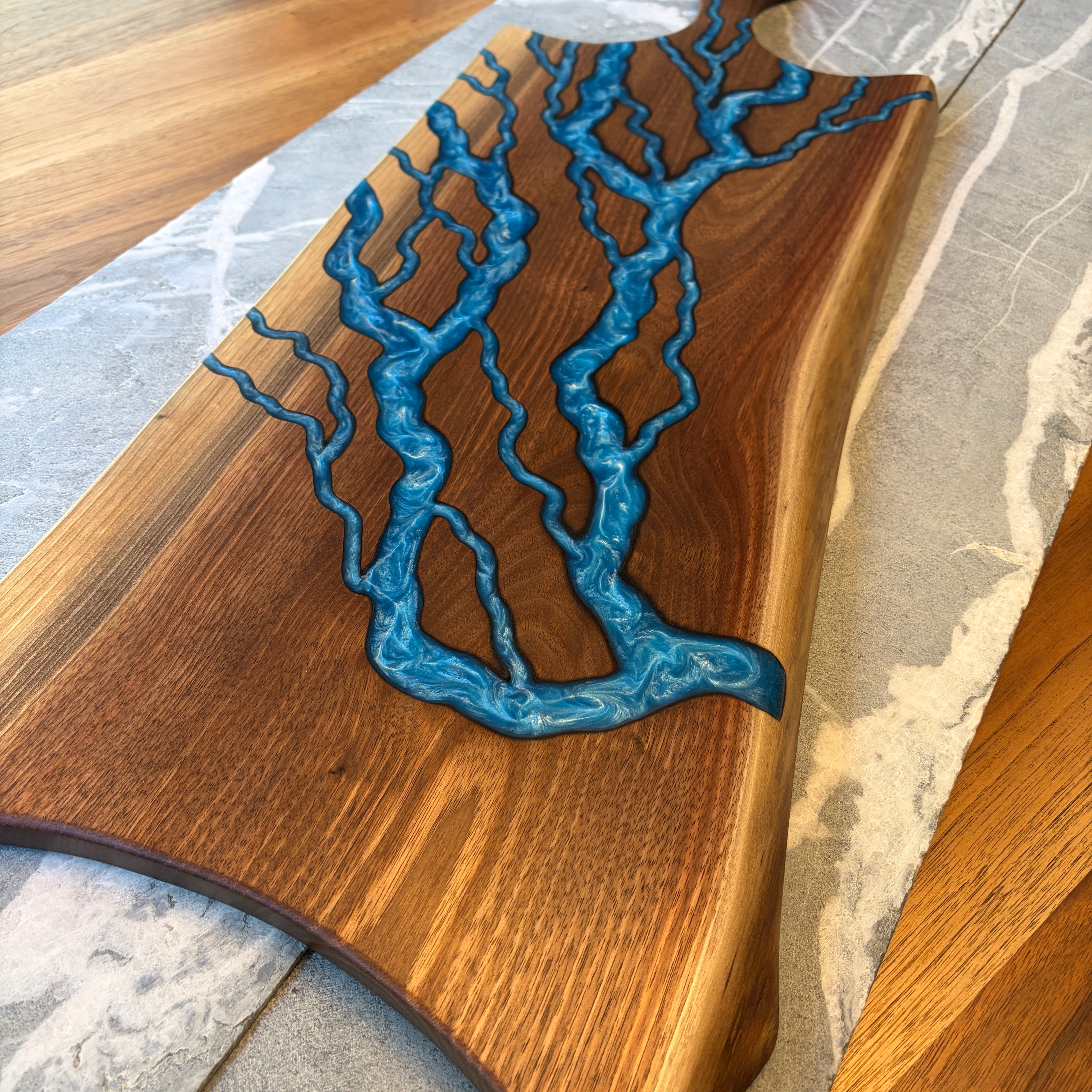 Unique Black Walnut Charcuterie Board – Epoxy Accent