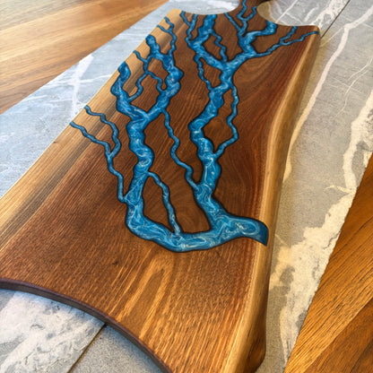 Unique Black Walnut Charcuterie Board – Epoxy Accent