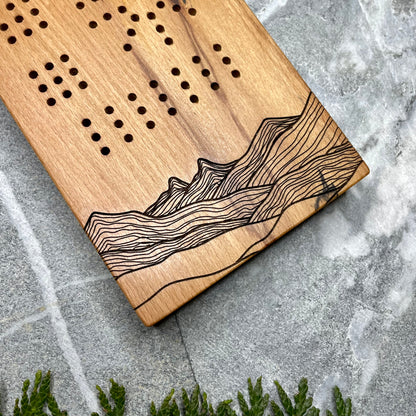 Mountain Skyline Live Edge Spalted Maple Cribbage Board