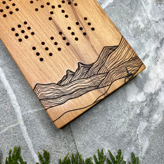 Mountain Skyline Live Edge Spalted Maple Cribbage Board