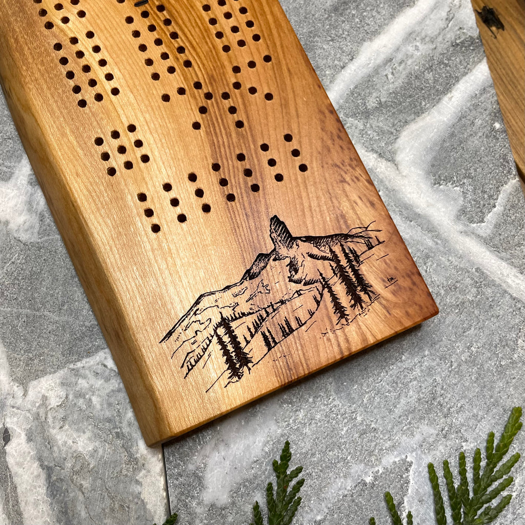 Black Tusk Live Edge Cherry Wood Cribbage Board, Whistler
