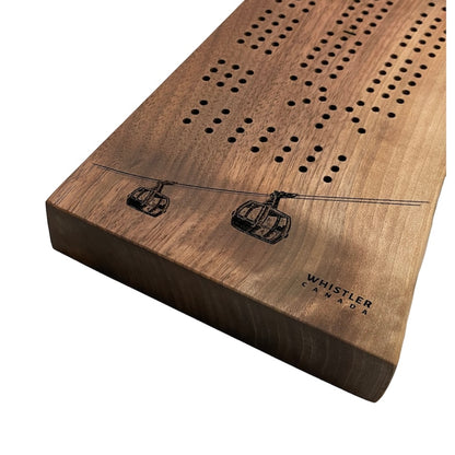 Dark Walnut Whistler Gondola Engraved Cribbage Board