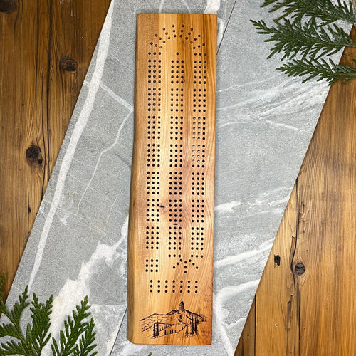 Black Tusk Live Edge Cherry Wood Cribbage Board, Whistler