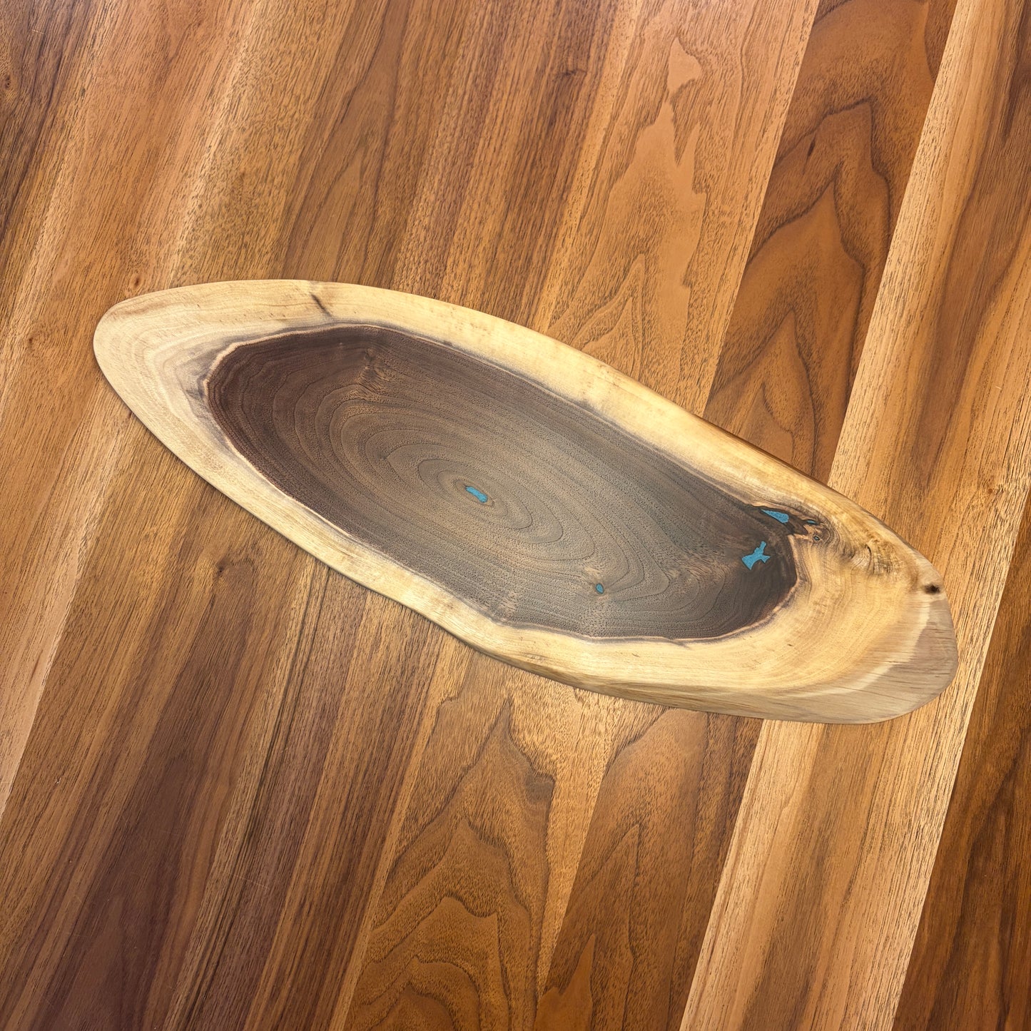Large Black Walnut Oval Charcuterie Board with Epoxy Inlay