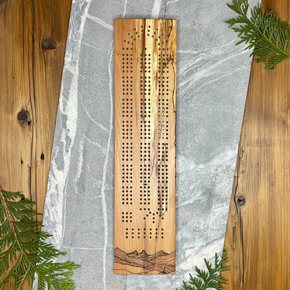 Mountain Skyline Live Edge Spalted Maple Cribbage Board