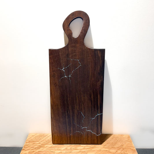 Dark Walnut Epoxy Charcuterie Board with Organic Flow Handle