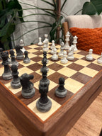 Black Walnut & Aspen Chess Board with Cherry Accent & Piece Storage