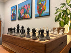 Black Walnut & Aspen Chess Board with Cherry Accent & Piece Storage