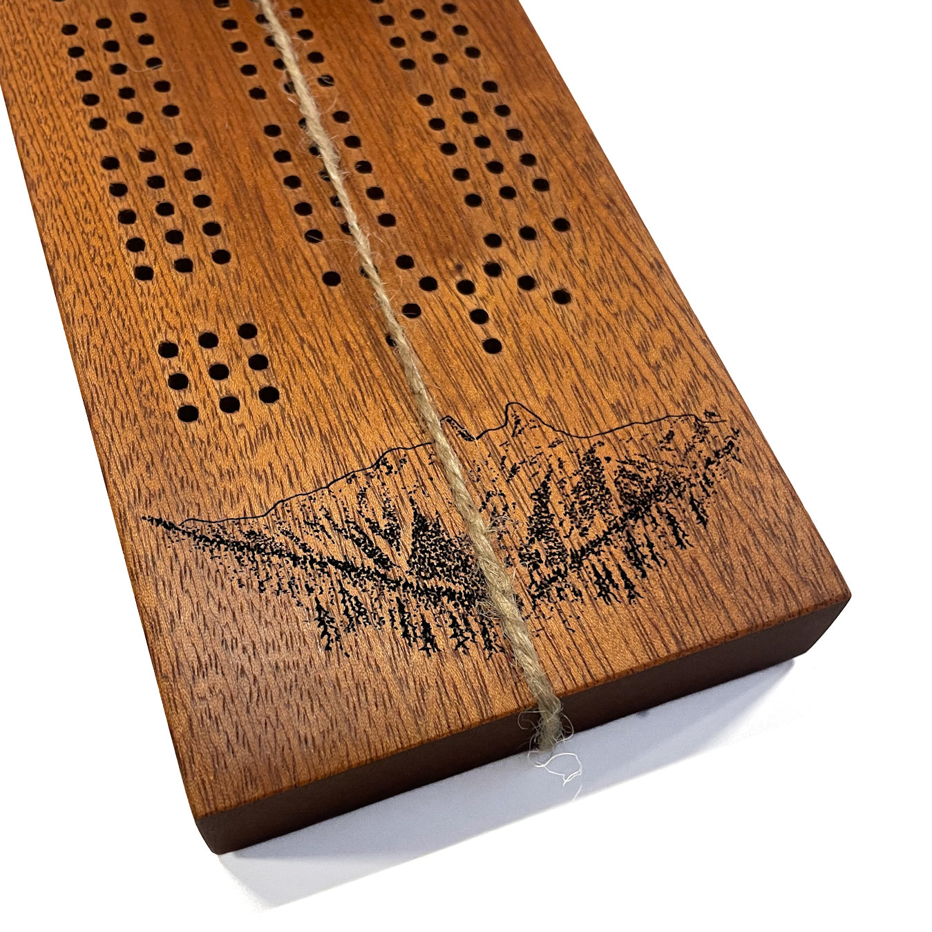 Mahogany Cribbage Board (Two Sisters / The Lions Mountain Peaks)