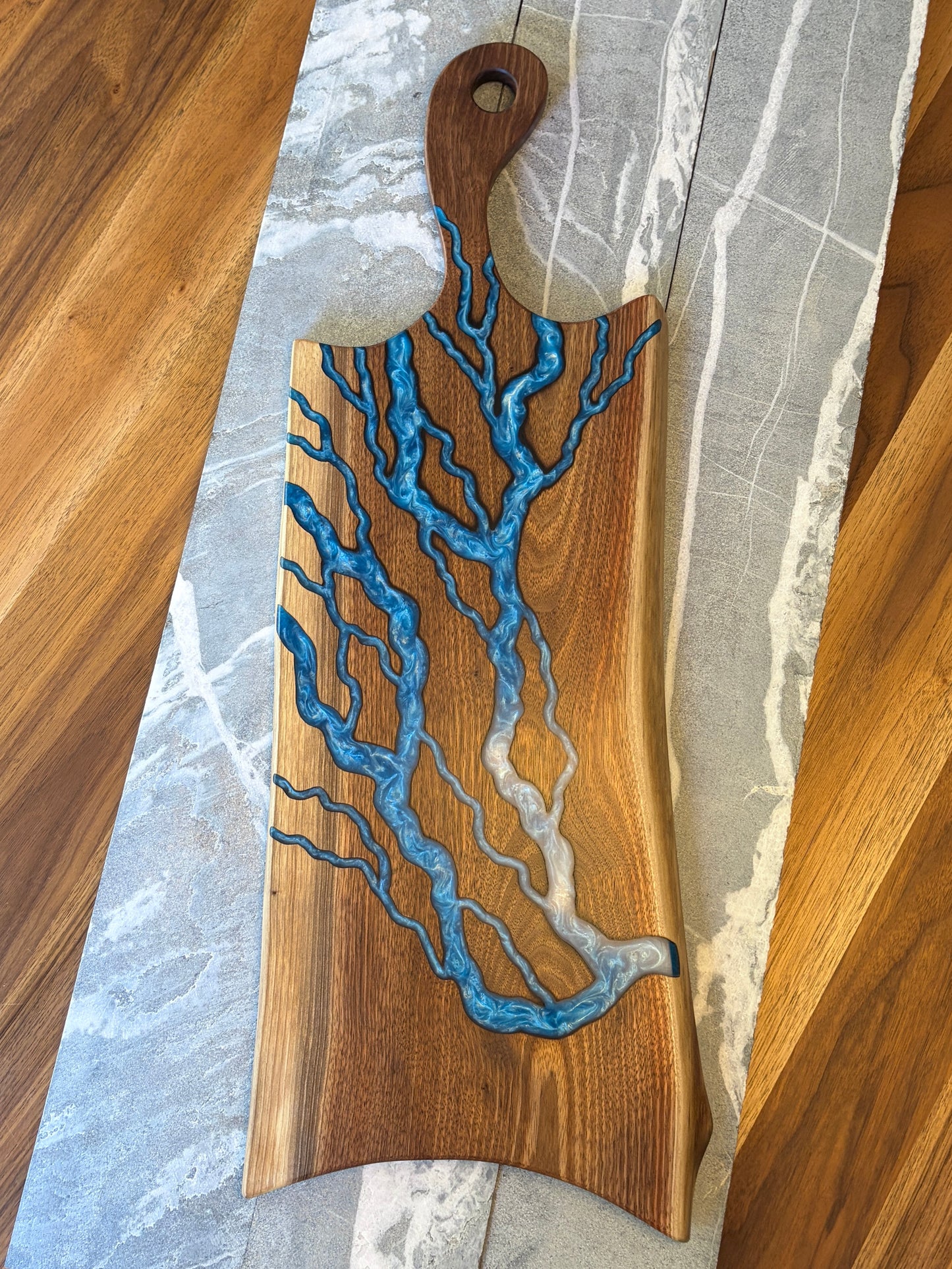 Unique Black Walnut Charcuterie Board – Epoxy Accent